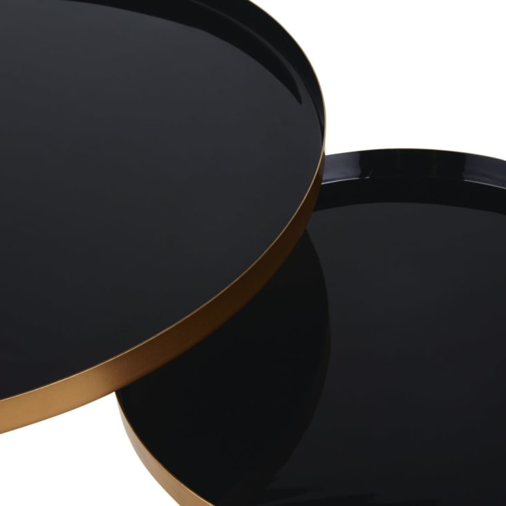 Maisons Du Monde Avril - Mesas Bajas Redondas De Metal Negro Y Dorado (x2)