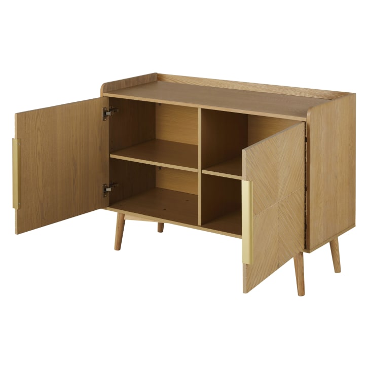 Maisons Du Monde Axelle - Aparador De 2 Puertas Vintage En Beige Y Metal En Color Latón Dorado