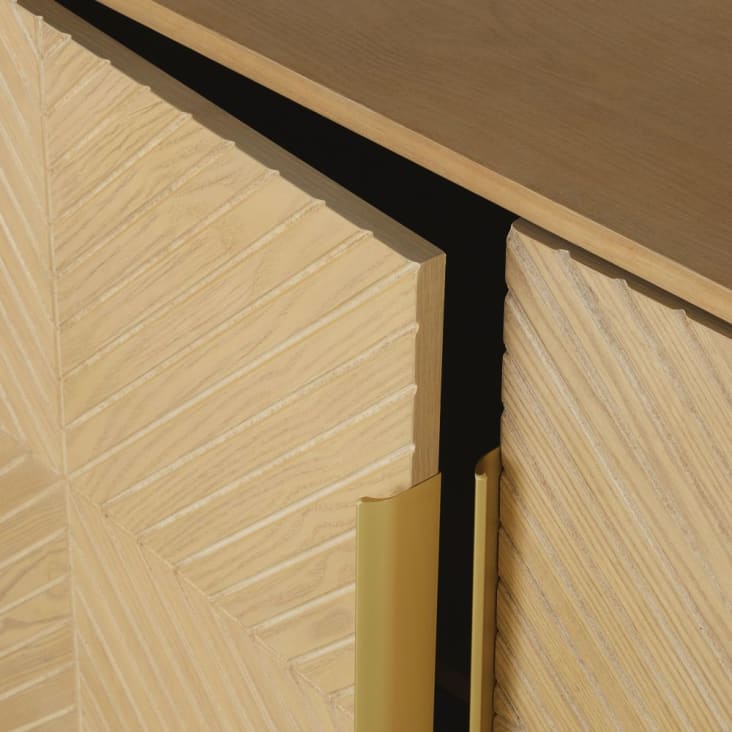 Maisons Du Monde Axelle - Aparador De 2 Puertas Vintage En Beige Y Metal En Color Latón Dorado