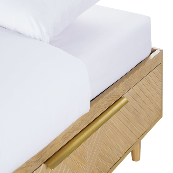 Maisons Du Monde Axelle - Cama Con 4 Cajones Y Somier De Láminas De Pino Y Metal Color Latón 160 X 200