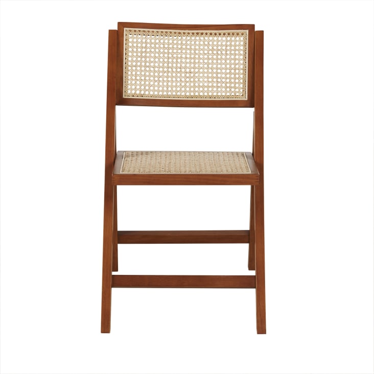 Maisons Du Monde Ayame - Silla Plegable De Madera De Haya Y Rejilla De Mimbre