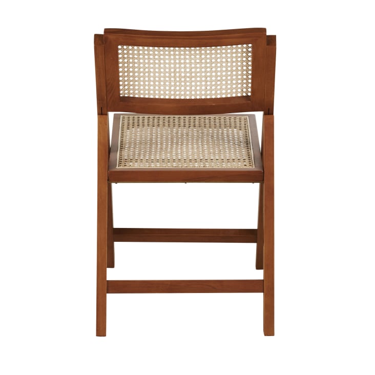 Maisons Du Monde Ayame - Silla Plegable De Madera De Haya Y Rejilla De Mimbre