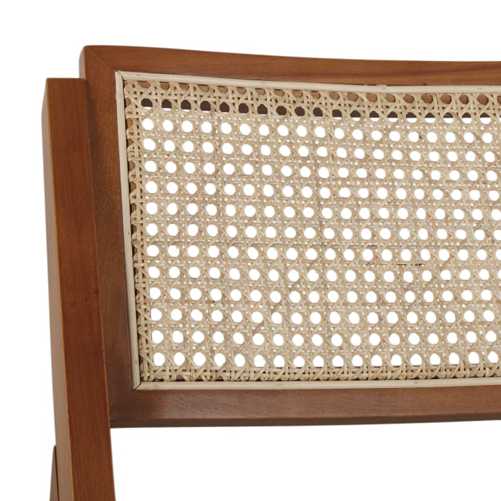 Maisons Du Monde Ayame - Silla Plegable De Madera De Haya Y Rejilla De Mimbre