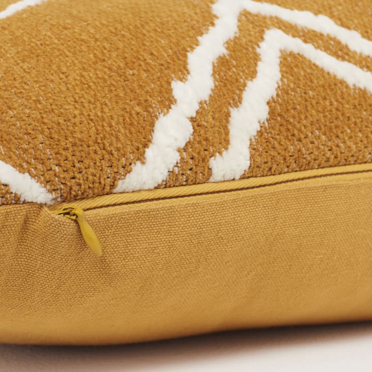 Maisons Du Monde AYAN - Cojín Tejido Amarillo Mostaza Con Motivos Gráficos 30x50