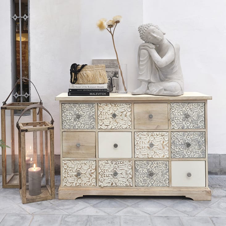 Maisons Du Monde AYO - Estatua De Buda Color Crudo Efecto Envejecido Alt.60