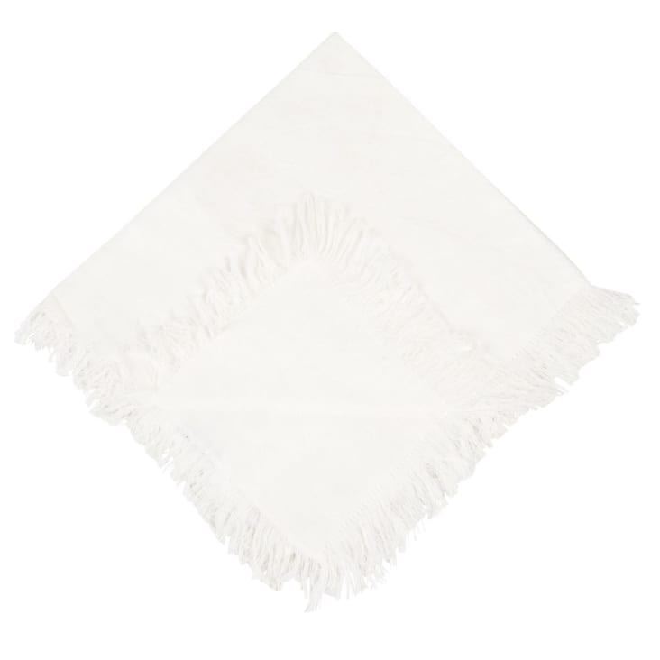 Maisons du Monde AZILISE - Servilletas algodón orgánico flecos en blanco (x4) 42 x 42