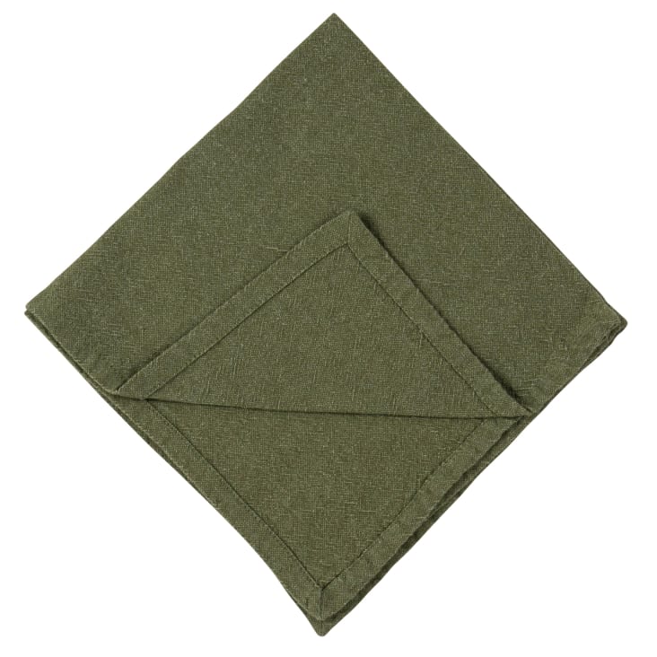 Maisons Du Monde Azilise - Set De 4 Servilletas De Algodón Caqui Efecto Arrugado 42x42 Cm