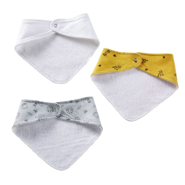Maisons Du Monde Baberos Bandana De Algodón Azul Negro Blanco Y Amarillo Mostaza (x3)