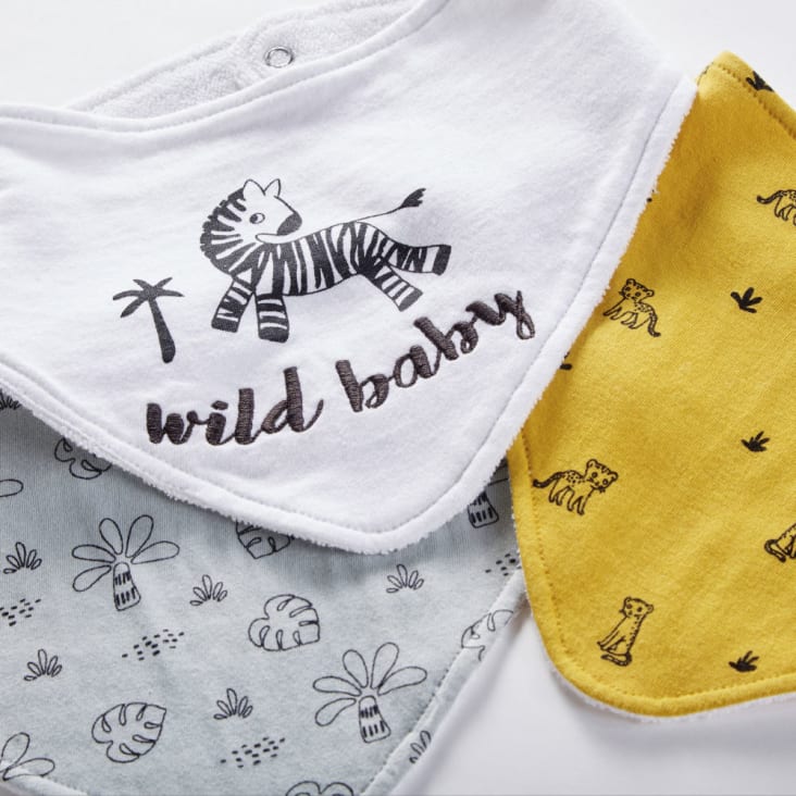 Maisons Du Monde Baberos Bandana De Algodón Azul Negro Blanco Y Amarillo Mostaza (x3)