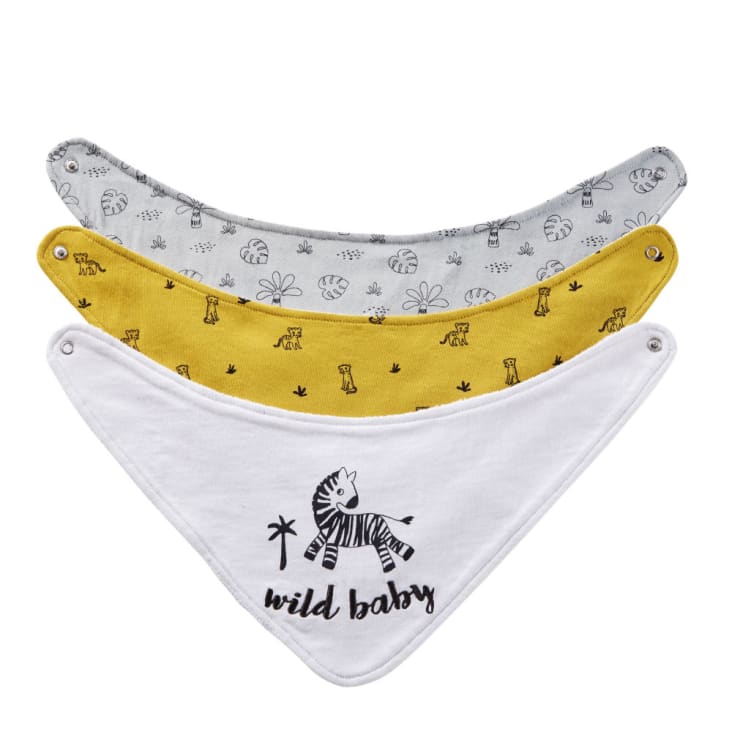 Maisons du Monde Baberos bandana de algodón azul negro blanco y amarillo mostaza (x3)