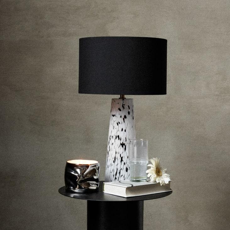 Maisons Du Monde Baddun - Lámpara De Cristal Blanco Y Negro Y Pantalla Negra