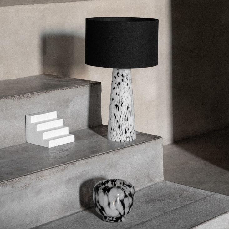 Maisons Du Monde Baddun - Lámpara De Cristal Blanco Y Negro Y Pantalla Negra