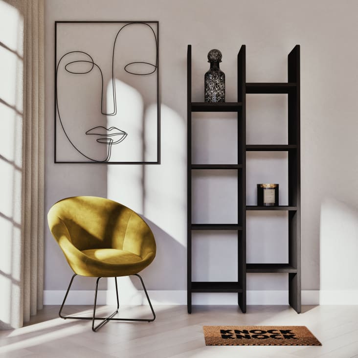 Maisons Du Monde BADI - Decoración De Pared Con Rostro De Alambre De Metal Negro 73x100