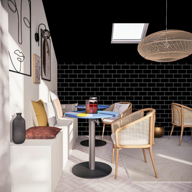 Maisons Du Monde BADI - Decoración De Pared Con Rostro De Alambre De Metal Negro 73x100