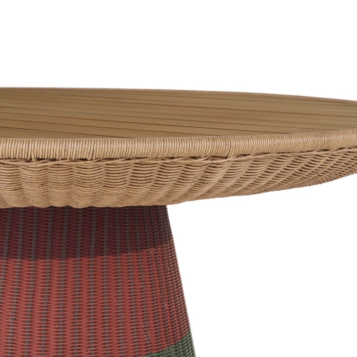 Maisons Du Monde Bagoa - Mesa De Jardín Redonda De Madera De Teca Y Resina Reciclada Tejida Multicolor Para 8 Personas D140