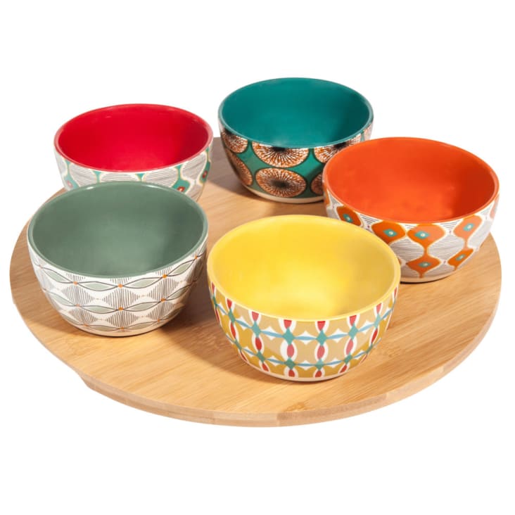 Maisons du Monde Bamako - Bandeja de aperitivos de cerámica multicolor