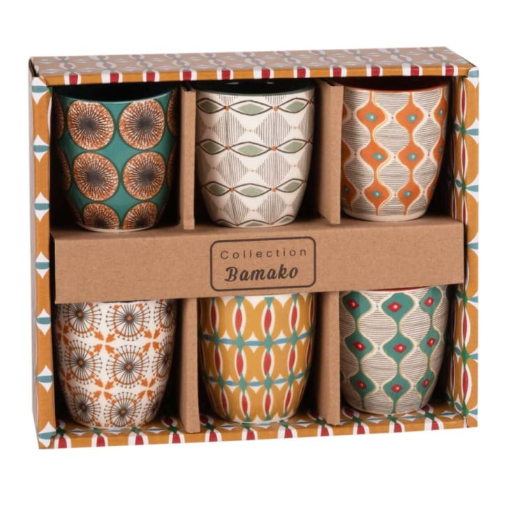 Maisons du Monde Bamako - Estuche de 6 tazas de cerámica multicolor