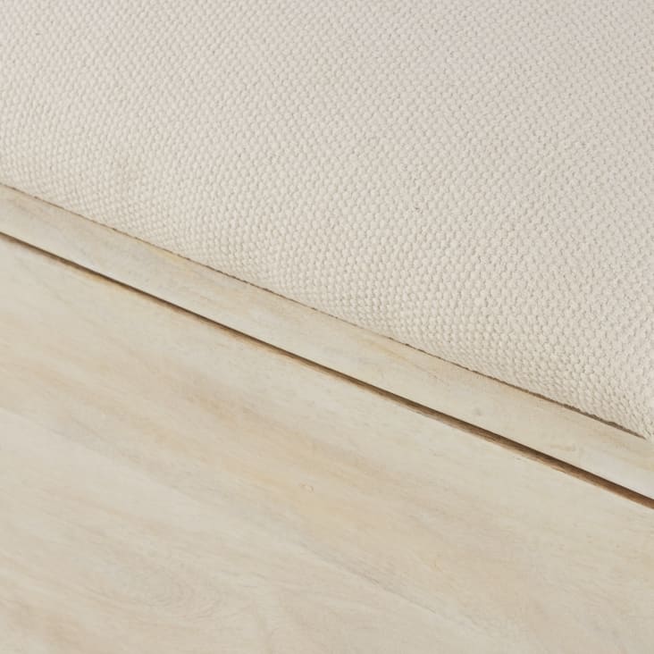 Maisons Du Monde Banco Baúl De 2 Plazas De Algodón Color Crudo Y Mango