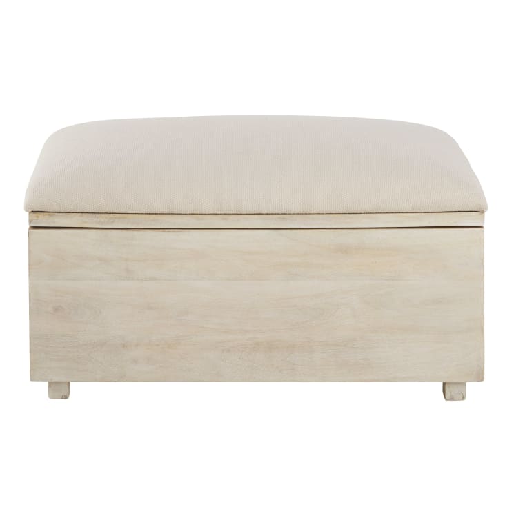 Maisons du Monde Banco baúl de 2 plazas de algodón color crudo y mango