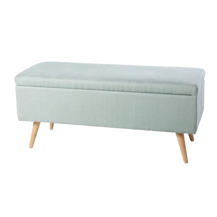 Maisons Du Monde Banco Baúl De 2 Plazas De Lino Verde Y Hevea