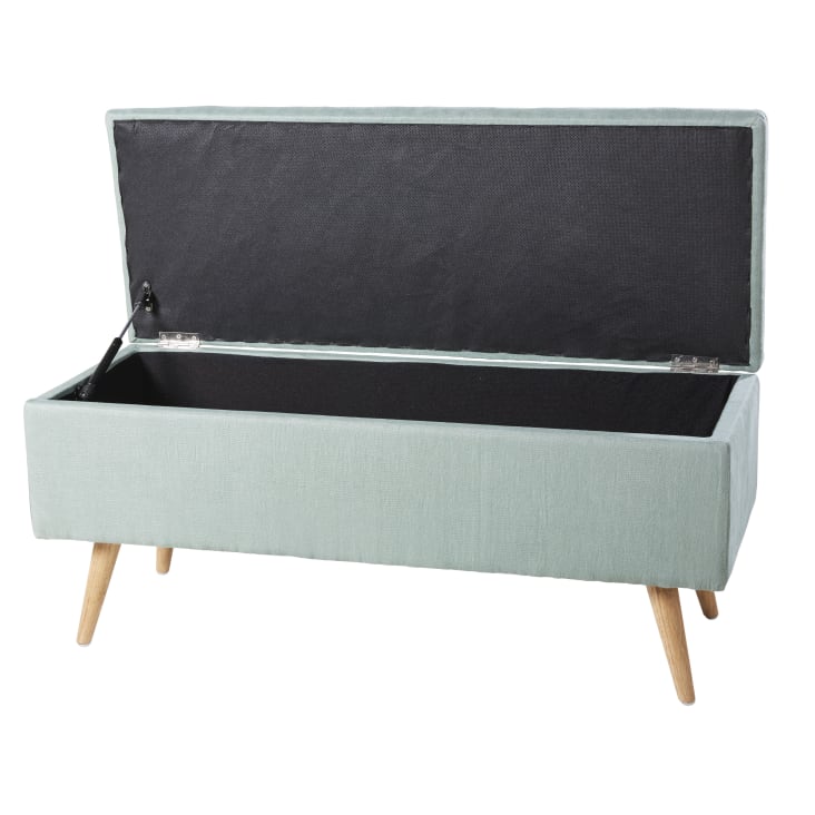 Maisons Du Monde Banco Baúl De 2 Plazas De Lino Verde Y Hevea