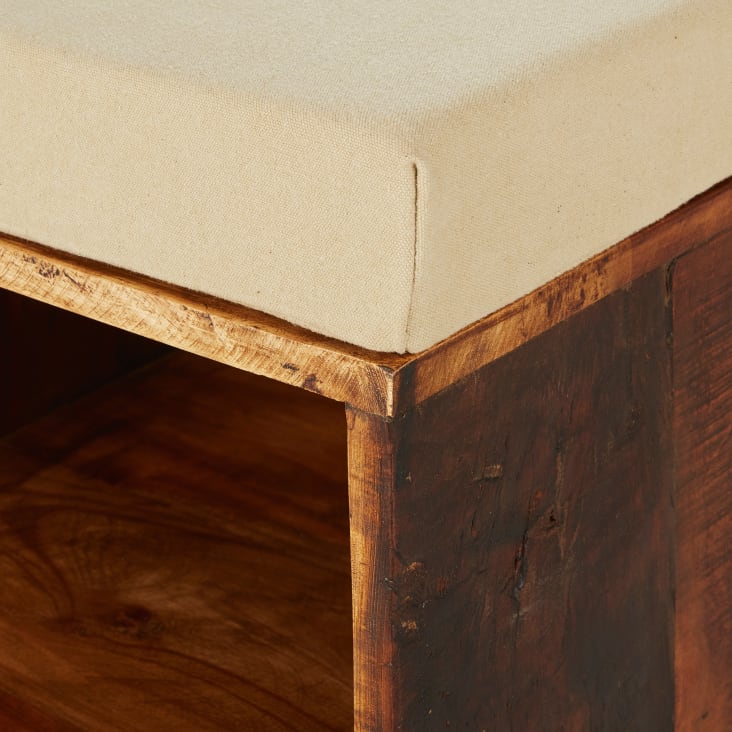 Maisons Du Monde Banco Con 6 Compartimentos De Mango Y Algodón Beige Oscuro