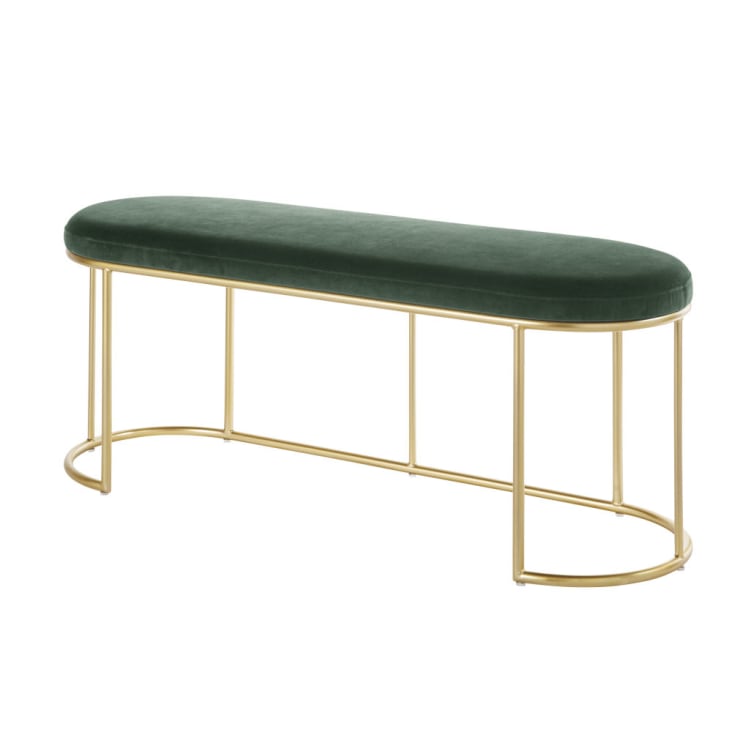 Maisons Du Monde Banco De Terciopelo Verde Y Metal Dorado