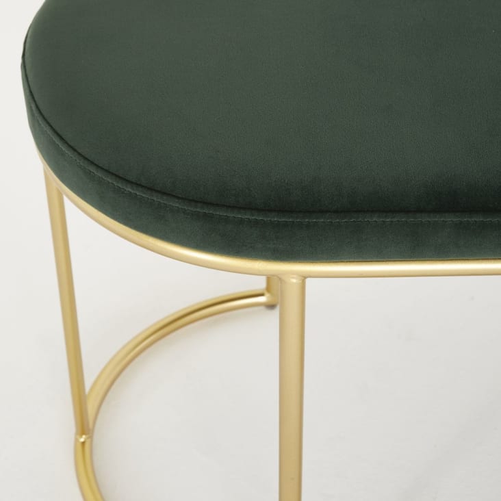 Maisons Du Monde Banco De Terciopelo Verde Y Metal Dorado