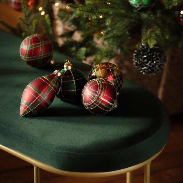 Maisons Du Monde Banco De Terciopelo Verde Y Metal Dorado