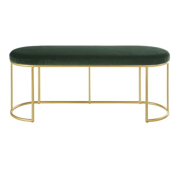 Maisons du Monde Banco de terciopelo verde y metal dorado