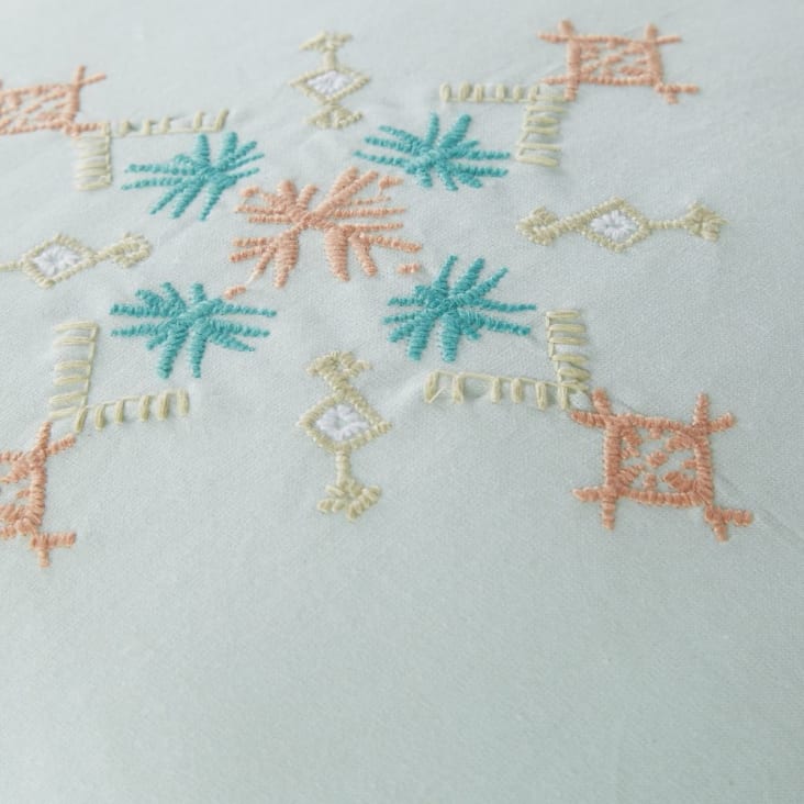 Maisons Du Monde BANI - Cojín De Algodón Color Azul Claro Con Bordados 45 X 45