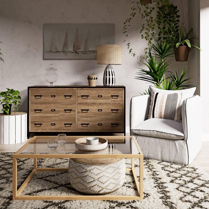 Maisons Du Monde BAPTISTE - Lienzo De Veleros En Azul Y Beige 120 X 60