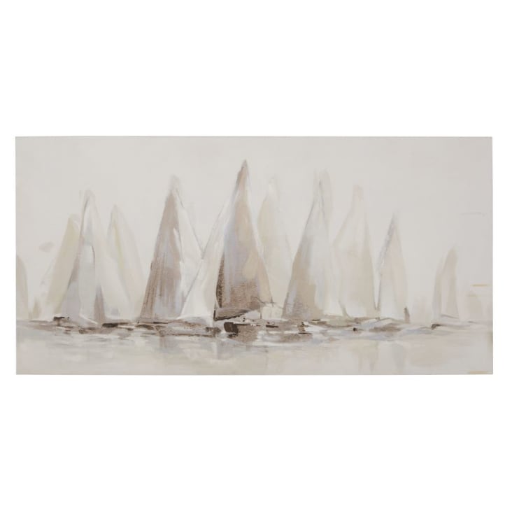 Maisons du Monde BAPTISTE - Lienzo de veleros en azul y beige 120 x 60