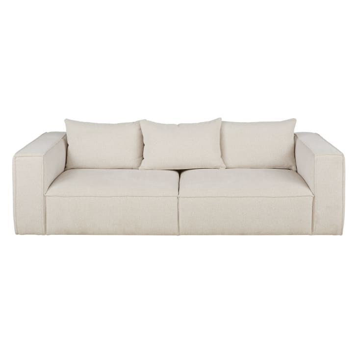 Maisons du Monde Barack - Sofá de 4 plazas de tela marfil