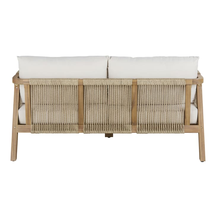 Maisons Du Monde Barcares - Banqueta De Jardín De Madera De Acacia Maciza Con Cojines Color Crudo