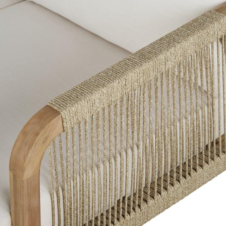 Maisons Du Monde Barcares - Banqueta De Jardín De Madera De Acacia Maciza Con Cojines Color Crudo