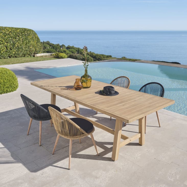 Maisons Du Monde Barcares BUSINESS - Mesa Profesional De Acacia Efecto Teca Blanca 6/8 Personas 230 Cm