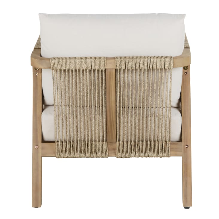 Maisons Du Monde Barcares - Sillón De Jardín De Madera De Acacia Maciza Con Cojines Color Crudo