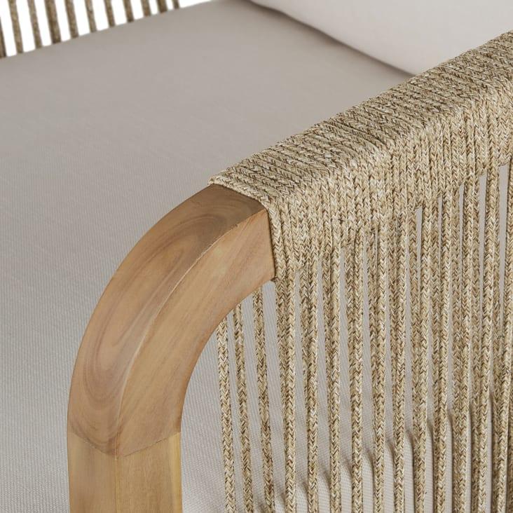 Maisons Du Monde Barcares - Sillón De Jardín De Madera De Acacia Maciza Con Cojines Color Crudo