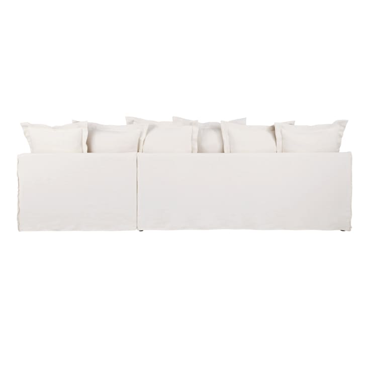 Maisons Du Monde Barcelone - Sofá Esquinero Derecho De 4/5 Plazas Efecto Lino Arrugado Blanco