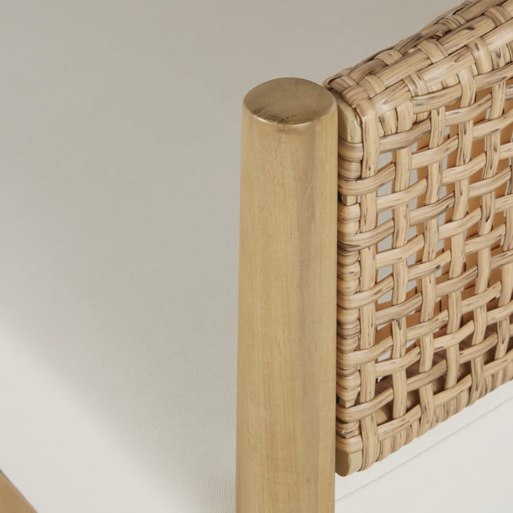 Maisons Du Monde Bari Business - Sillón De Jardín Profesional De Resina Trenzada Efecto Ratán Con Cojín Color Crudo De Tejido Reciclado