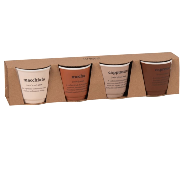 Maisons du Monde Barista - Set de 4 tazas de porcelana marrón y beige