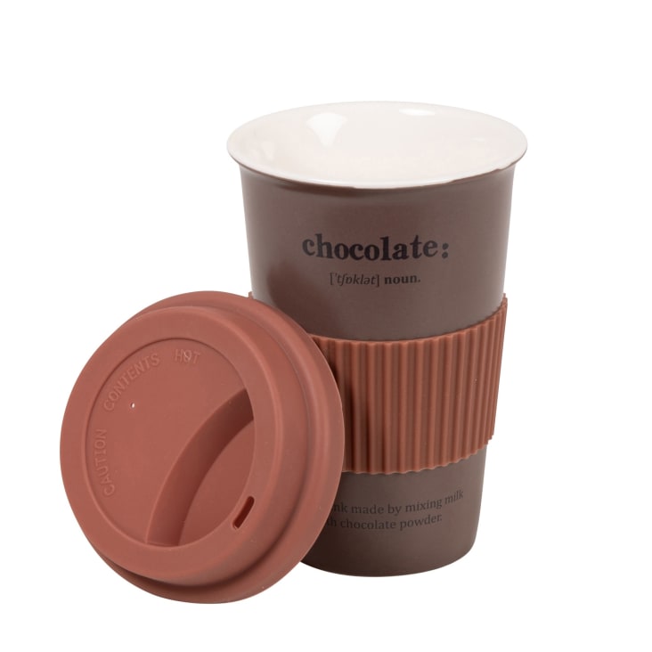 Maisons Du Monde Barista - Taza Para Llevar De Porcelana Marrón Y Negra 0 34L