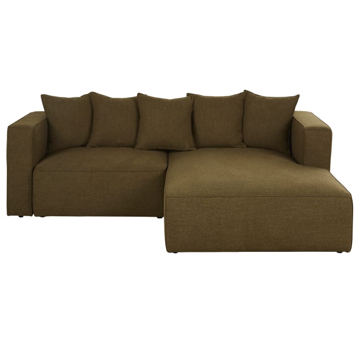 Maisons du Monde Barnaby - Sofá rinconera derecha 3/4 plazas verde caqui