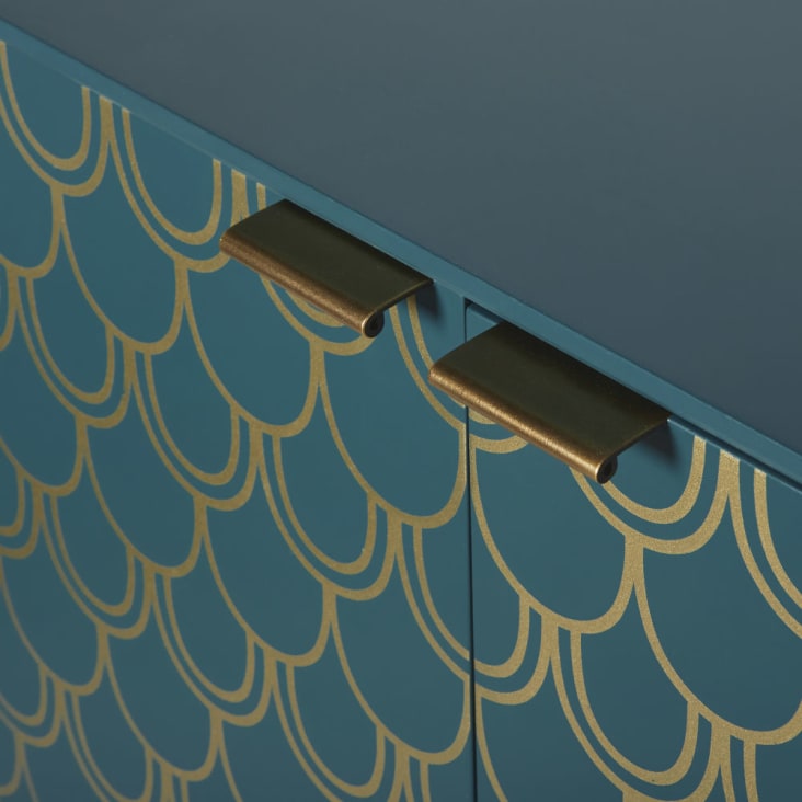 Maisons Du Monde Barracuda - Aparador Con 2 Puertas Azul Turquesa Con Motivos Gráficos Dorados