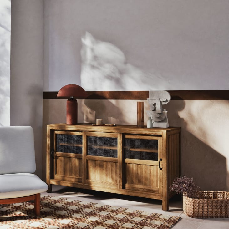 Maisons Du Monde Baryton - Aparador Con 3 Puertas Correderas De Vidrio Armado