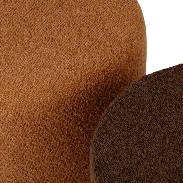 Maisons Du Monde Basile - Puf Redondo De Tela Rizada Marrón Claro Y Oscuro