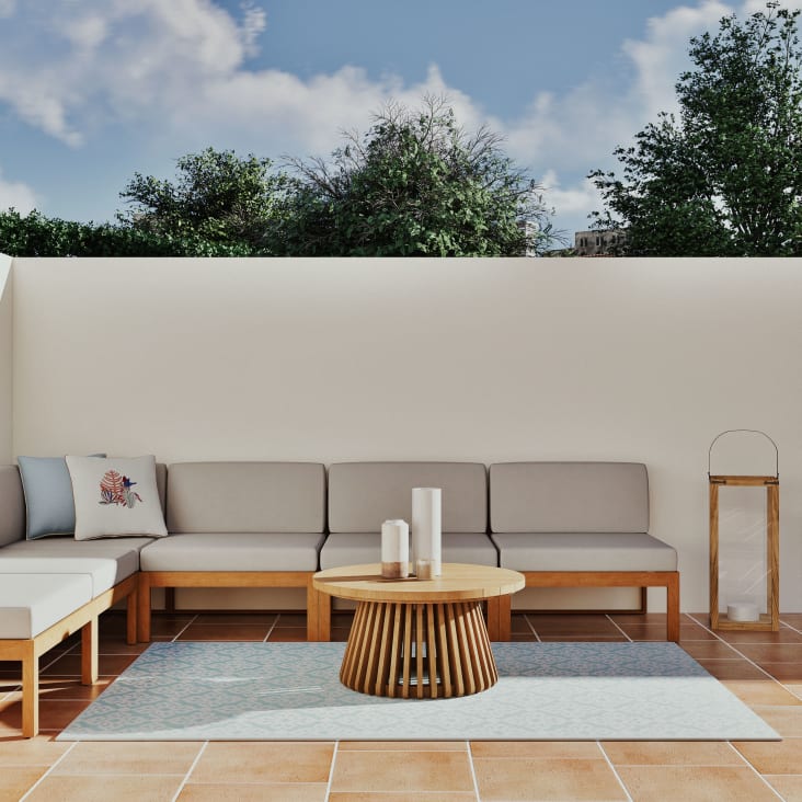 Maisons Du Monde Baya - Mesa Baja De Jardín Redonda De Madera De Acacia Maciza