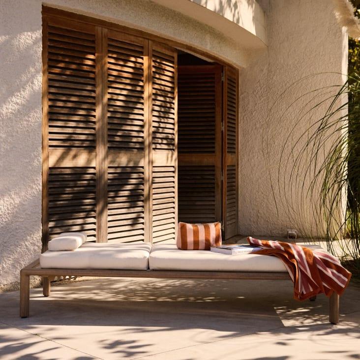 Maisons Du Monde Baya - Toalla De Playa De Algodón De Rayas Terracota Rosa Y Crudo 90x180 Cm