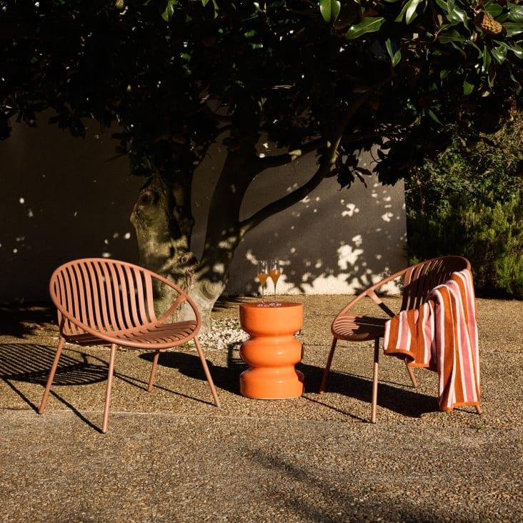 Maisons Du Monde Baya - Toalla De Playa De Algodón De Rayas Terracota Rosa Y Crudo 90x180 Cm